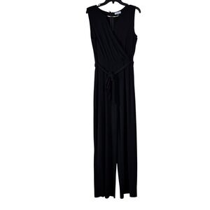 Calvin Klein Black Sleeveless Wide Leg Keyhole Jumpsuit Belted Dressy Size 10